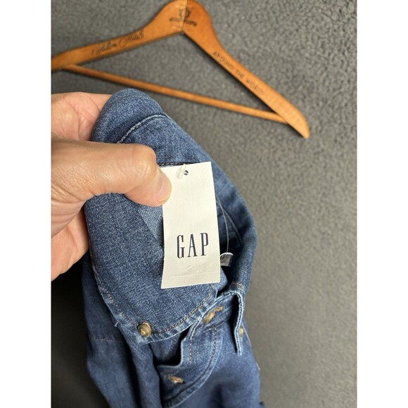 Vintage GAP Denim Shirt Mens Medium Blue Jean Long Sleeve Button Up Western Yoke - Picture 5 of 13